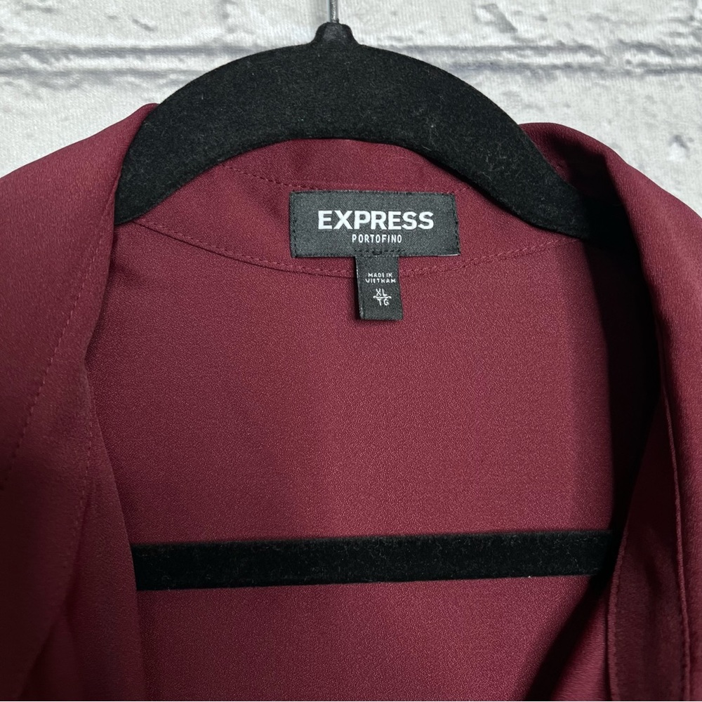 .2/$40express Maroon Red Button Down Collared Blo… - image 6